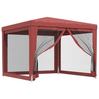 Tenda per Feste con Pareti Laterali in Rete Rossa 3x3 m