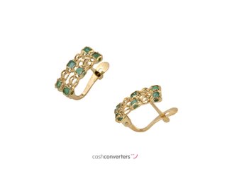 pendientes oro 18k con piedra con esmeralda