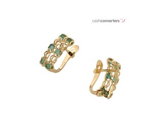 pendientes oro 18k con piedra con esmeralda