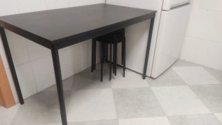 Mesa Ikea Negra Madera y Metal