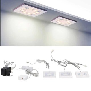 Set 3 Faretti Quadrati 8 Led Luce Bianco Caldo con