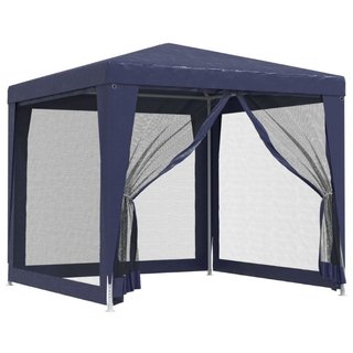 Tenda per Feste con 4 Pareti Laterali in Rete Blu HDPE