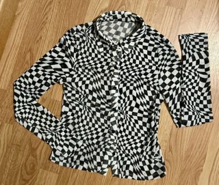 Camisa Gasa Cuadros Blanco y Negro