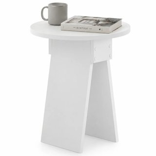 Tavolino Rotondo Bianco da Soggiorno Design Minimal Tavolo