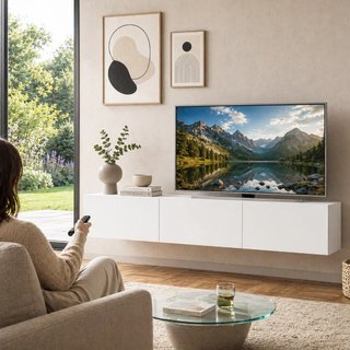 Mobile TV sospeso 180 x 30 cm FRANCY Bianco con 3 Ante a