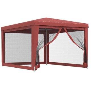 Tenda per Feste con Pareti Laterali in Rete Rossa HDPE