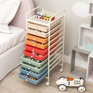 Carrello cassettiera multiuso con 10 cassetti da cucina,