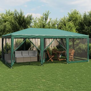 Tenda per Feste con 10 Pareti Laterali in Rete Verde HDPE