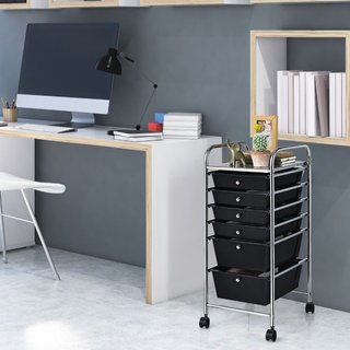 Carrello cassettiera multiuso con 6 cassettiera in plastica