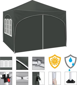 CARPAS PLEGABLES CON LATERALES 3X3 GRISES NUEVAS