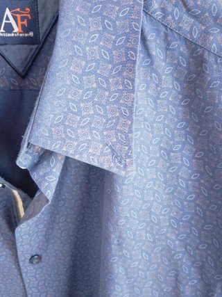 Camicia A. Ferrari fantasia blu cotone vintage ita