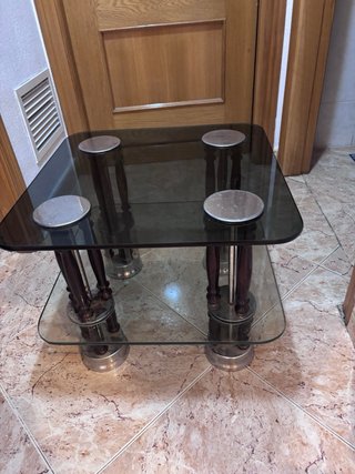 Mesa de centro cristal cuadrada pequeña