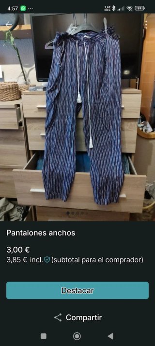 Pantalones anchos rayas verano