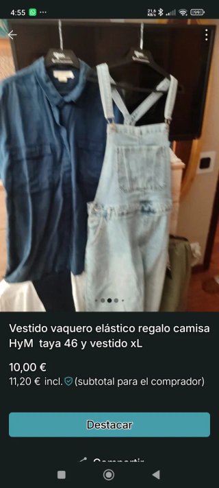 Vestido vaquero taya XL regalo camisa hym