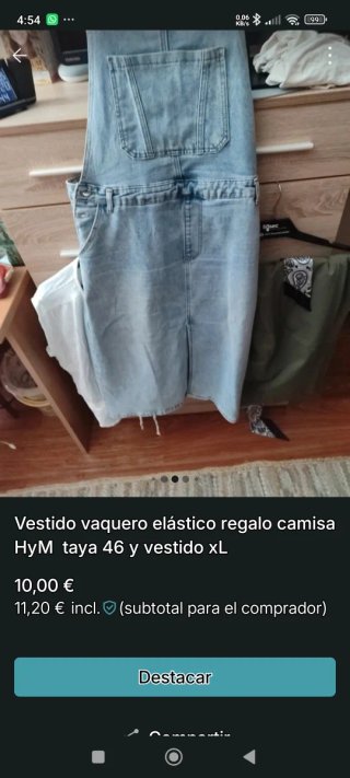 Vestido vaquero taya XL regalo camisa hym