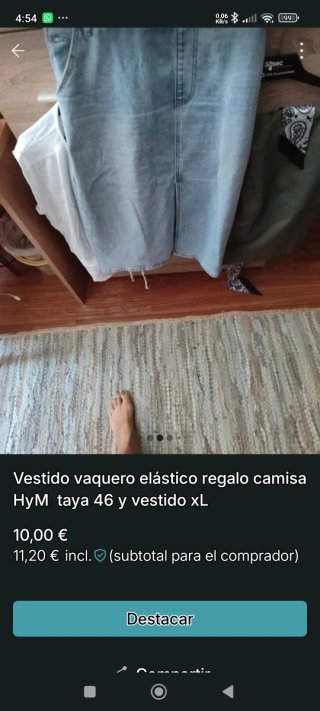 Vestido vaquero taya XL regalo camisa hym