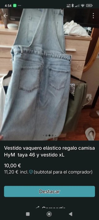 Vestido vaquero taya XL regalo camisa hym