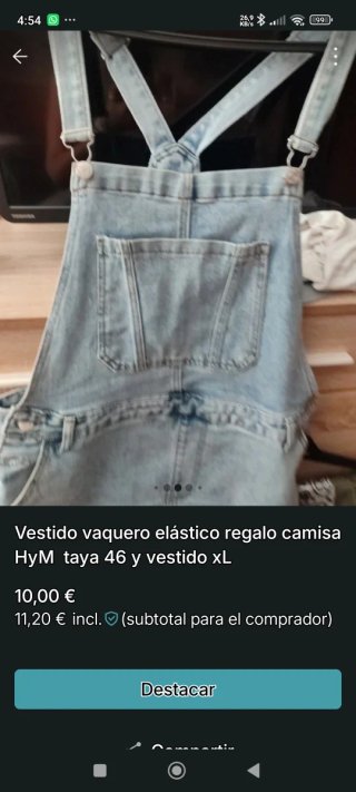 Vestido vaquero taya XL regalo camisa hym