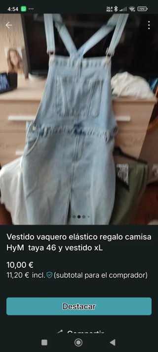 Vestido vaquero taya XL regalo camisa hym