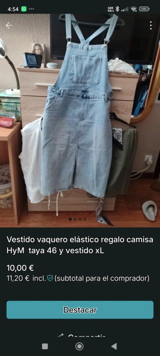 Vestido vaquero taya XL regalo camisa hym