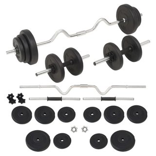 Set Bilanciere e Manubri in Acciaio con Pesi da 30 kg per