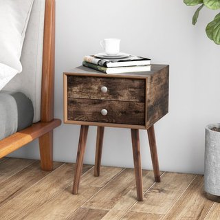 Comodino a 2 cassetti in legno con portaoggetti facile da