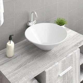 Lavandini da Bagno Set 2 pz Bianchi 42x42x14 cm in Ceramica