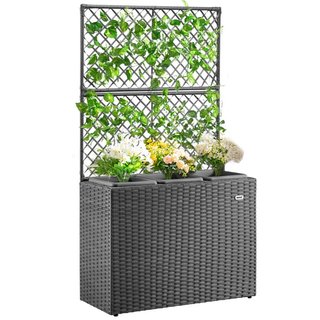 Fioriera a Traliccio Grigio in Polyrattan 3 Vasi