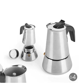 Macchina Caffè Espresso Moka 4tazze Induzione in Acciaio