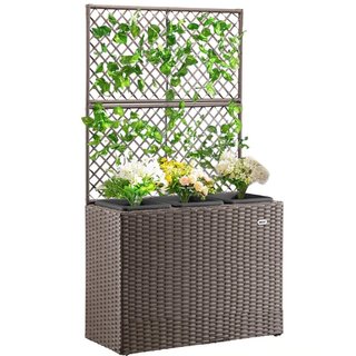 Fioriera a Traliccio Marrone in Polyrattan 3 Vasi