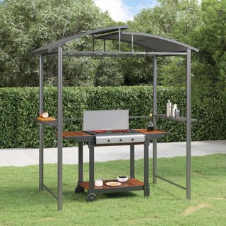 Gazebo Barbecue Ripiani Laterali Antracite in Acciaio