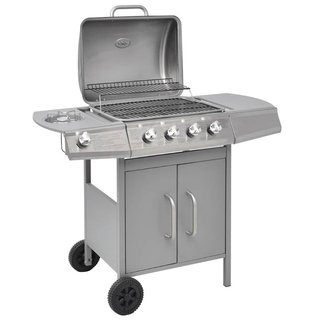 Barbecue a Gas 4+1 Fornelli Argento Griglia 48,5 x 37,5 cm