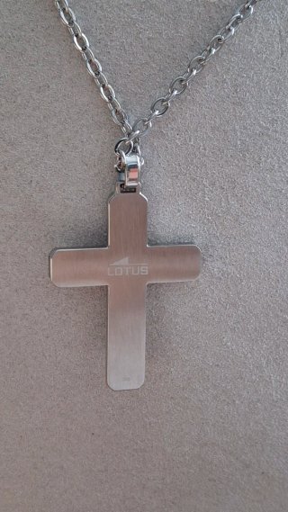 Collar Cadena & Cruz Plata/Negro Lotus Style N.O.S