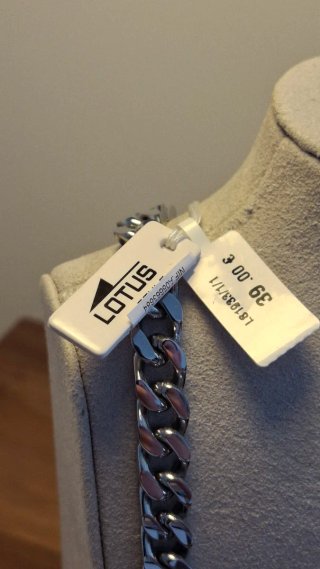 Collar Cadena & Cruz Plata/Negro Lotus Style N.O.S
