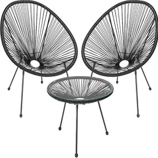 Set Patio in Polyrattan con 2 Sedie e 1 Tavolo per Giardino