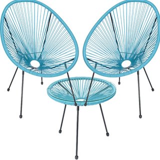 Set Patio in Polyrattan con 2 Sedie e 1 Tavolo per Giardino