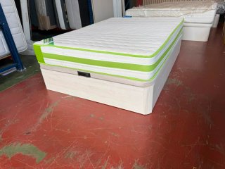 Cama Canapé Madera Blanca 135x190 + Colchón Visco