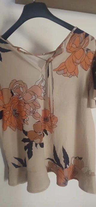 Camicia donna floreale beige e arancio