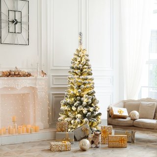 Albero artificiale di Natale, Abete innevato illuminato con