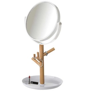Specchio Cosmetico Fronte Retro Con Zoom Base Portaoggetti