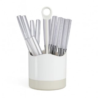 Kit 16 Posate Acciaio Manico Grigio con Supporto