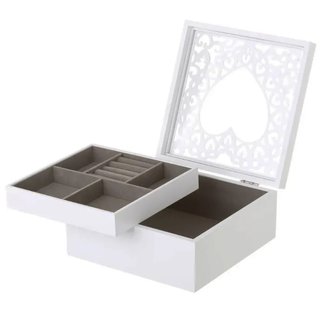 Portagioie in Legno Bianco Scatola Organizer Porta Gioielli