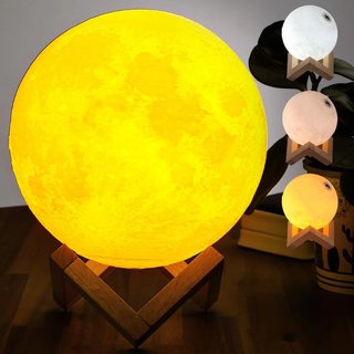 Lampada Tavolo Luna 18cm Luce LED 3 Colori Moon Lamp