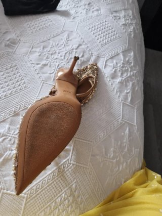 Zapatos Zara Salón Beige y Dorado