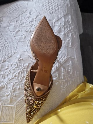 Zapatos Zara Salón Beige y Dorado