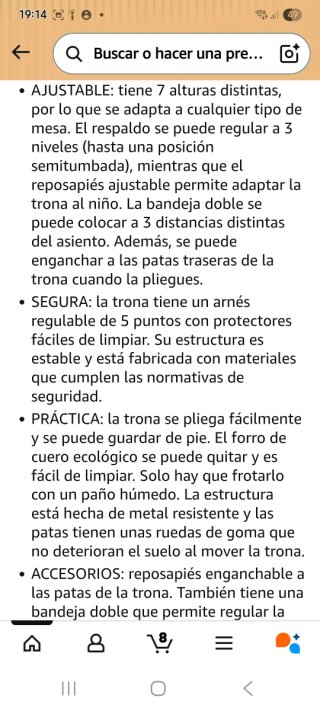 Trona de bebé plegable con bandeja extraíble