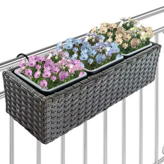 Fioriera Vaso da Giardino Esterno Balcone in Rattan Marrone