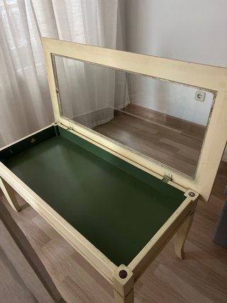 Mesa de centro madera y cristal beige
