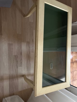 Mesa de centro madera y cristal beige