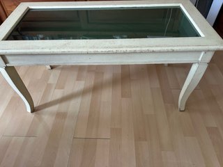 Mesa de centro madera y cristal beige